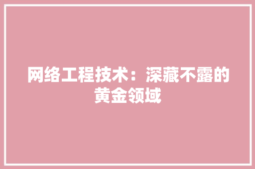 网络工程技术：深藏不露的黄金领域 室内设计