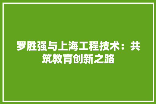 罗胜强与上海工程技术：共筑教育创新之路