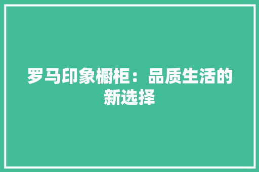 罗马印象橱柜：品质生活的新选择 室内设计
