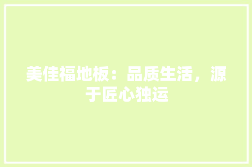 美佳福地板：品质生活，源于匠心独运 室内设计