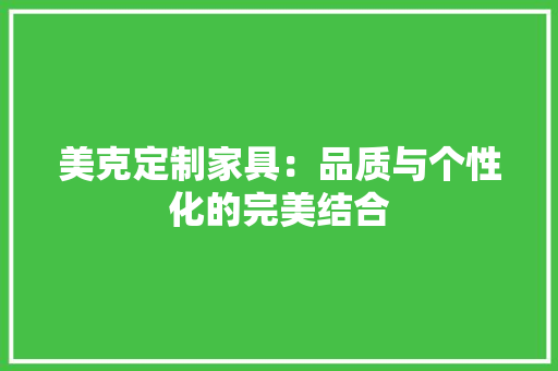 美克定制家具：品质与个性化的完美结合 室内设计