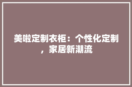 美啦定制衣柜：个性化定制，家居新潮流 室内设计