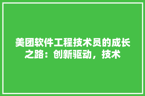 美团软件工程技术员的成长之路：创新驱动，技术