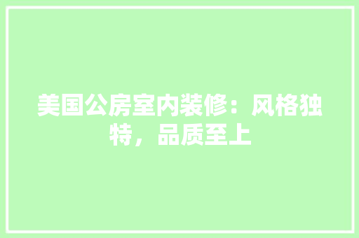 美国公房室内装修：风格独特，品质至上