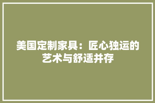美国定制家具：匠心独运的艺术与舒适并存 室内设计