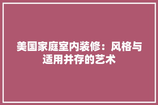 美国家庭室内装修：风格与适用并存的艺术
