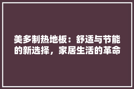 美多制热地板：舒适与节能的新选择，家居生活的革命性变革 室内设计