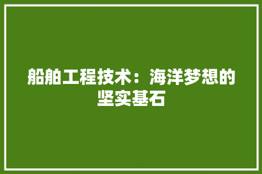 船舶工程技术：海洋梦想的坚实基石 室内设计