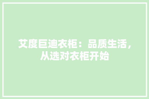 艾度巨迪衣柜：品质生活，从选对衣柜开始 室内设计