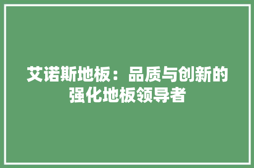 艾诺斯地板：品质与创新的强化地板领导者 室内设计
