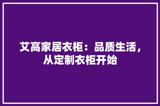 艾高家居衣柜：品质生活，从定制衣柜开始 室内设计