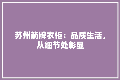 苏州箭牌衣柜：品质生活，从细节处彰显 室内设计
