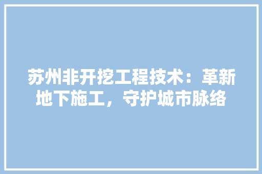 苏州非开挖工程技术：革新地下施工，守护城市脉络