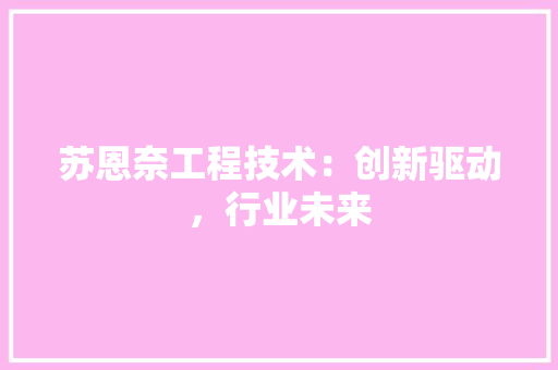 苏恩奈工程技术：创新驱动，行业未来 室内设计
