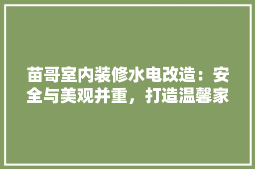 苗哥室内装修水电改造：安全与美观并重，打造温馨家居环境 室内设计