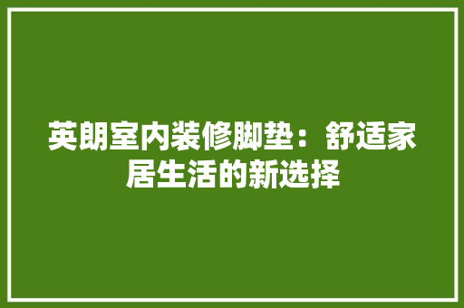 英朗室内装修脚垫：舒适家居生活的新选择 室内设计