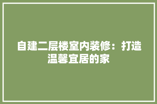 自建二层楼室内装修：打造温馨宜居的家 室内设计