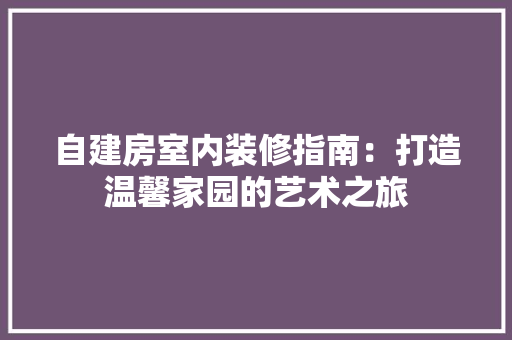 自建房室内装修指南：打造温馨家园的艺术之旅 室内设计