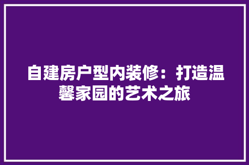 自建房户型内装修：打造温馨家园的艺术之旅 室内设计