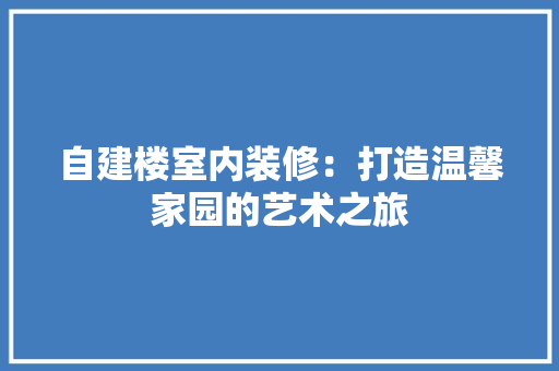 自建楼室内装修：打造温馨家园的艺术之旅 室内设计
