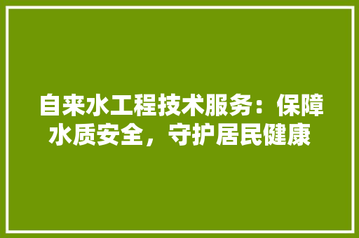 自来水工程技术服务：保障水质安全，守护居民健康 室内设计