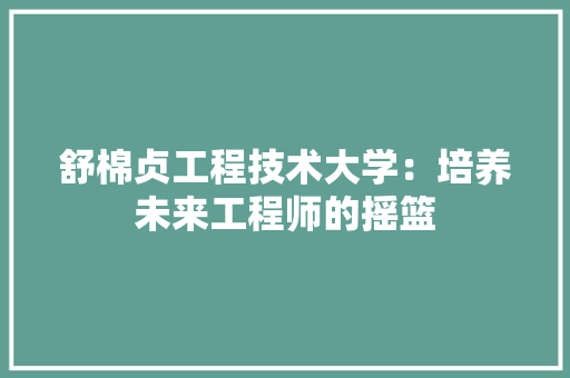 舒棉贞工程技术大学：培养未来工程师的摇篮 室内设计