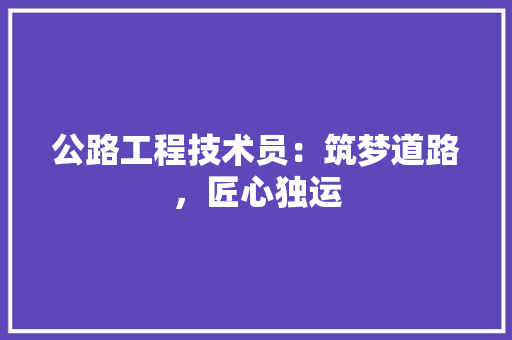 公路工程技术员：筑梦道路，匠心独运 家居装修