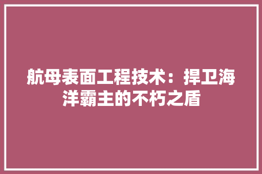 航母表面工程技术：捍卫海洋霸主的不朽之盾 室内设计