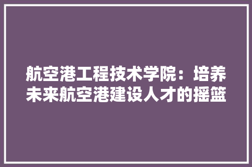 航空港工程技术学院：培养未来航空港建设人才的摇篮 室内设计