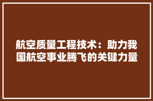 航空质量工程技术：助力我国航空事业腾飞的关键力量 室内设计