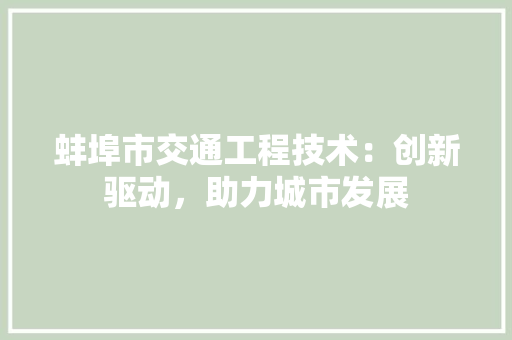 蚌埠市交通工程技术：创新驱动，助力城市发展 室内设计
