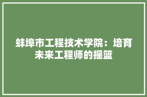 蚌埠市工程技术学院：培育未来工程师的摇篮 室内设计