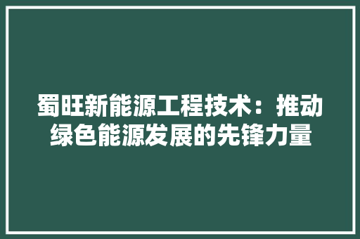 蜀旺新能源工程技术：推动绿色能源发展的先锋力量 室内设计