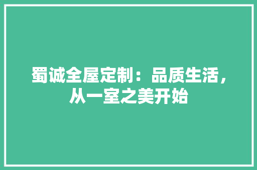 蜀诚全屋定制：品质生活，从一室之美开始 室内设计