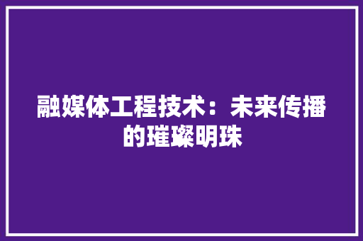融媒体工程技术：未来传播的璀璨明珠