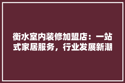 衡水室内装修加盟店：一站式家居服务，行业发展新潮流 室内设计