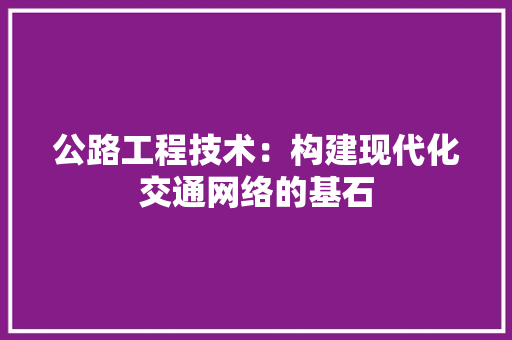 公路工程技术：构建现代化交通网络的基石 家居装修