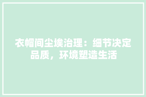 衣帽间尘埃治理：细节决定品质，环境塑造生活 室内设计
