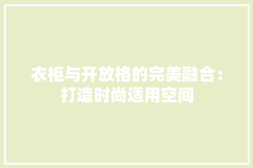 衣柜与开放格的完美融合：打造时尚适用空间 室内设计