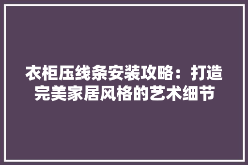 衣柜压线条安装攻略：打造完美家居风格的艺术细节 室内设计