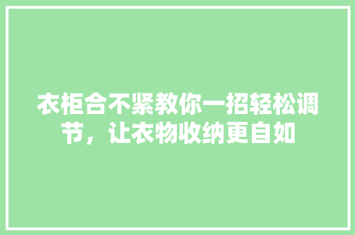 衣柜合不紧教你一招轻松调节，让衣物收纳更自如 室内设计