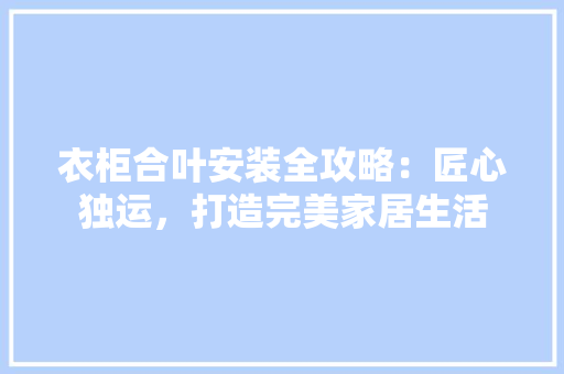 衣柜合叶安装全攻略：匠心独运，打造完美家居生活 室内设计