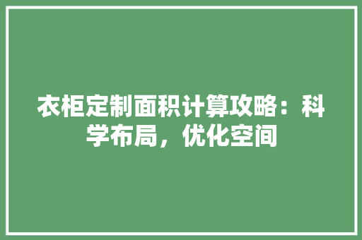 衣柜定制面积计算攻略：科学布局，优化空间 室内设计