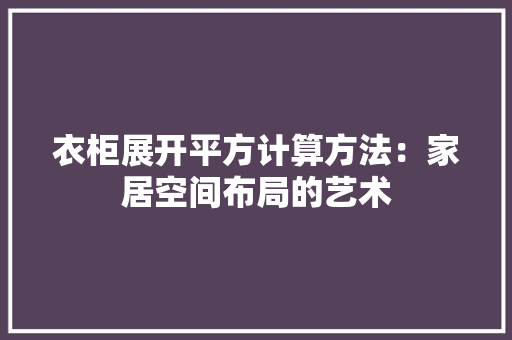 衣柜展开平方计算方法：家居空间布局的艺术 室内设计