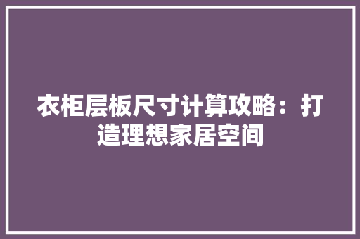 衣柜层板尺寸计算攻略：打造理想家居空间 室内设计