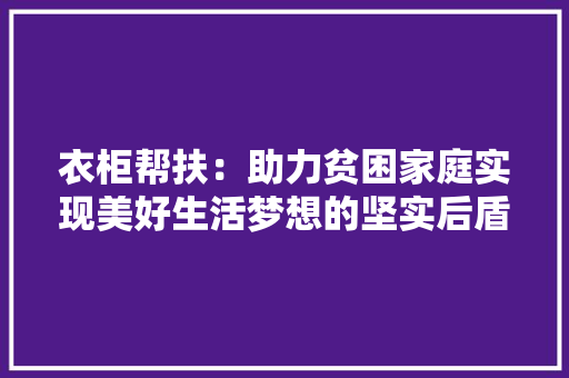 衣柜帮扶：助力贫困家庭实现美好生活梦想的坚实后盾