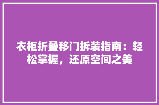 衣柜折叠移门拆装指南：轻松掌握，还原空间之美 室内设计