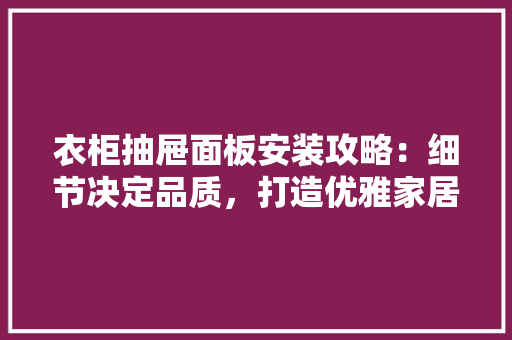 衣柜抽屉面板安装攻略：细节决定品质，打造优雅家居空间 室内设计