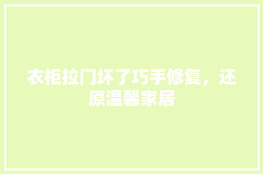 衣柜拉门坏了巧手修复，还原温馨家居 室内设计