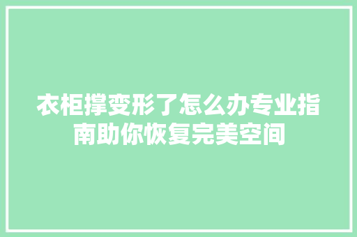 衣柜撑变形了怎么办专业指南助你恢复完美空间 室内设计